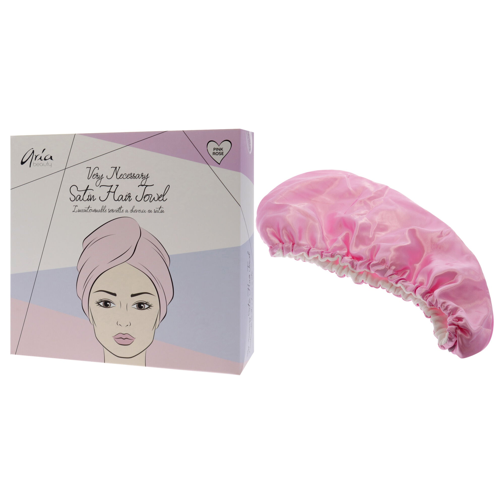 Very Necessary Satin Hair Towel - Pink by Aria Beauty for Women - 1 Pc Towel, See Description, alternate image number 2