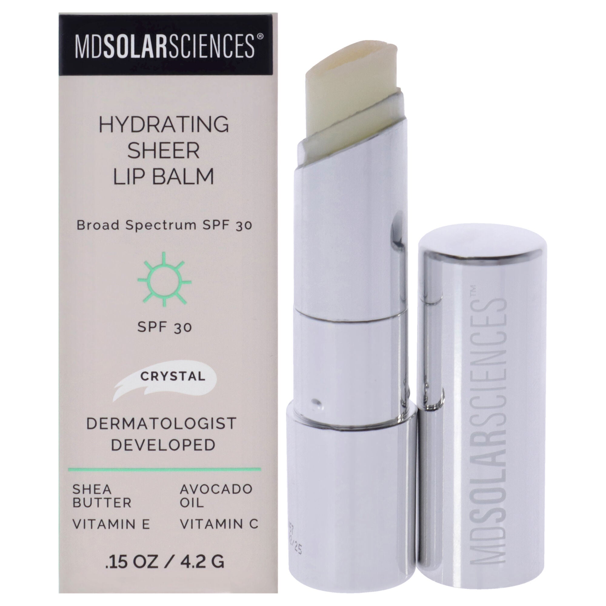 Hydrating Sheer Lip Balm SPF 30 - Crystal by MDSolarSciences for Women - 0.15 oz Lip Balm, See Description, hi-res image number 0