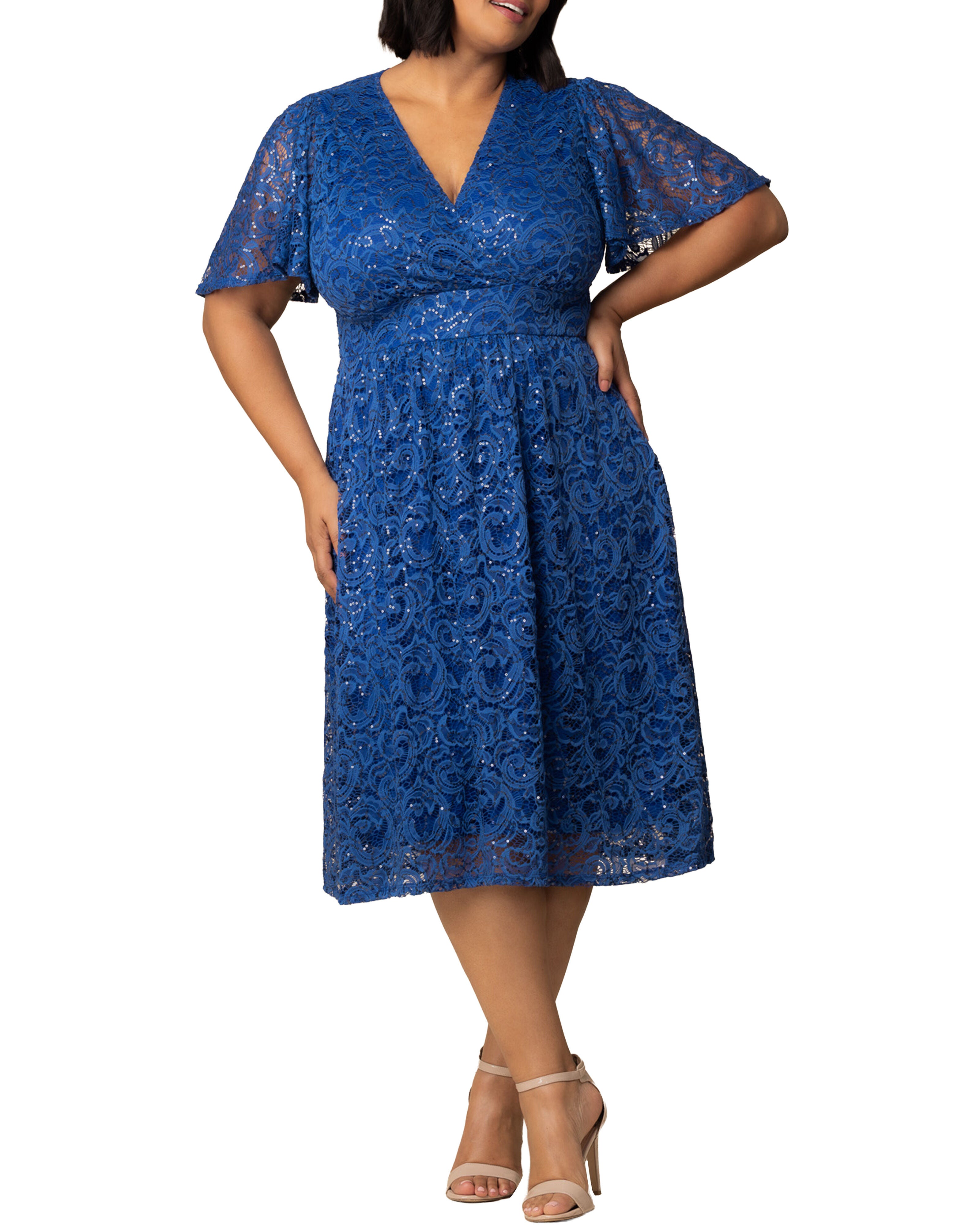 Starry Sequin Lace Cocktail Dress, SAPPHIRE / Royal Blue, hi-res image number 0