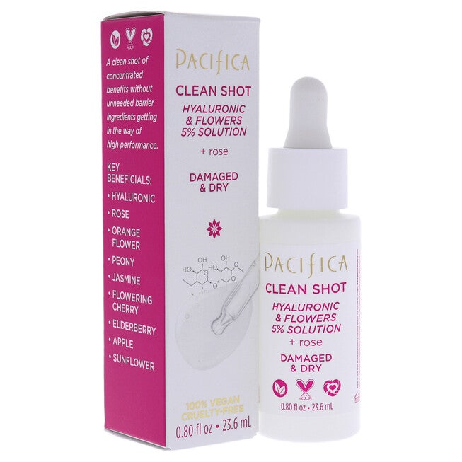 Clean Shot Hyaluronic and Flowers 5 Percent Solution by Pacifica for Unisex - 0.8 oz Serum, NA, alternate image number null