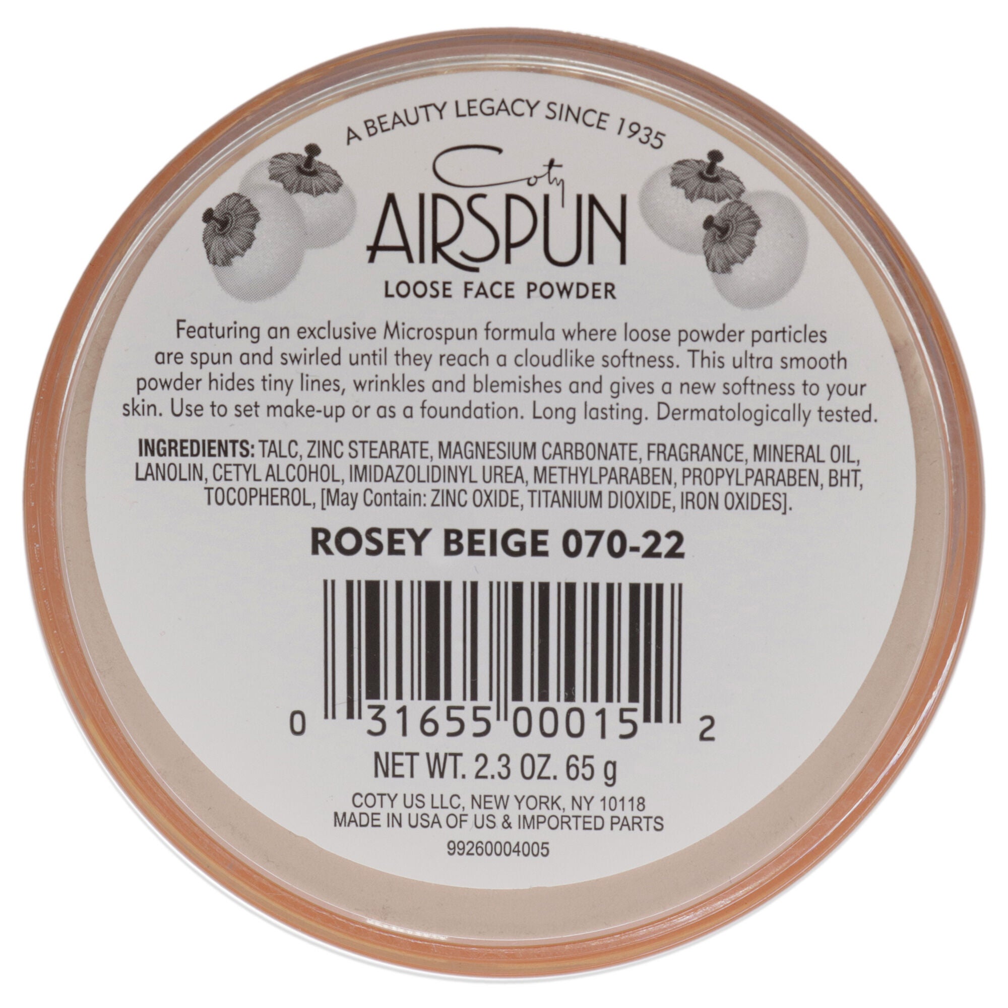 Airspun Loose Face Powder - 022 Rosey Beige by Coty for Women - 2.3 oz Powder, See Description, alternate image number 1