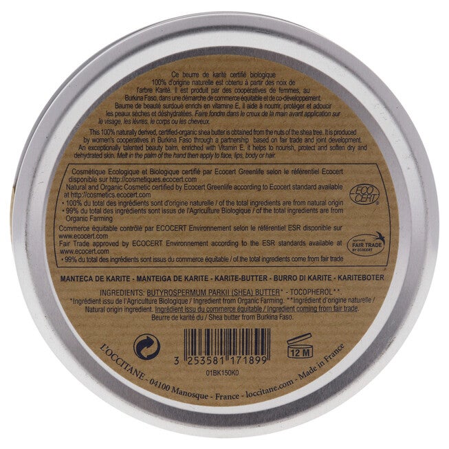 Organic Pure Shea Butter by LOccitane for Unisex - 5.2 oz Moisturizer, NA, alternate image number null