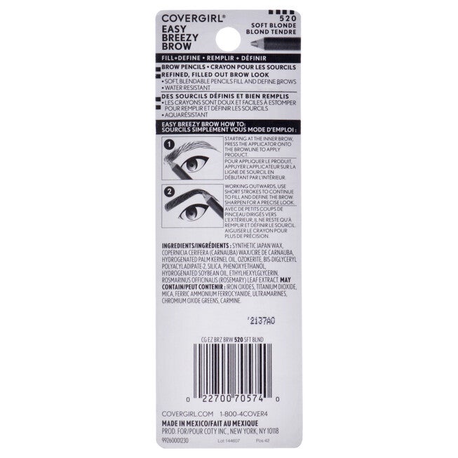 Easy Breezy Brow - 520 Soft Blonde by CoverGirl for Women - 0.06 oz Eyebrow Pencil, See Description, alternate image number 2