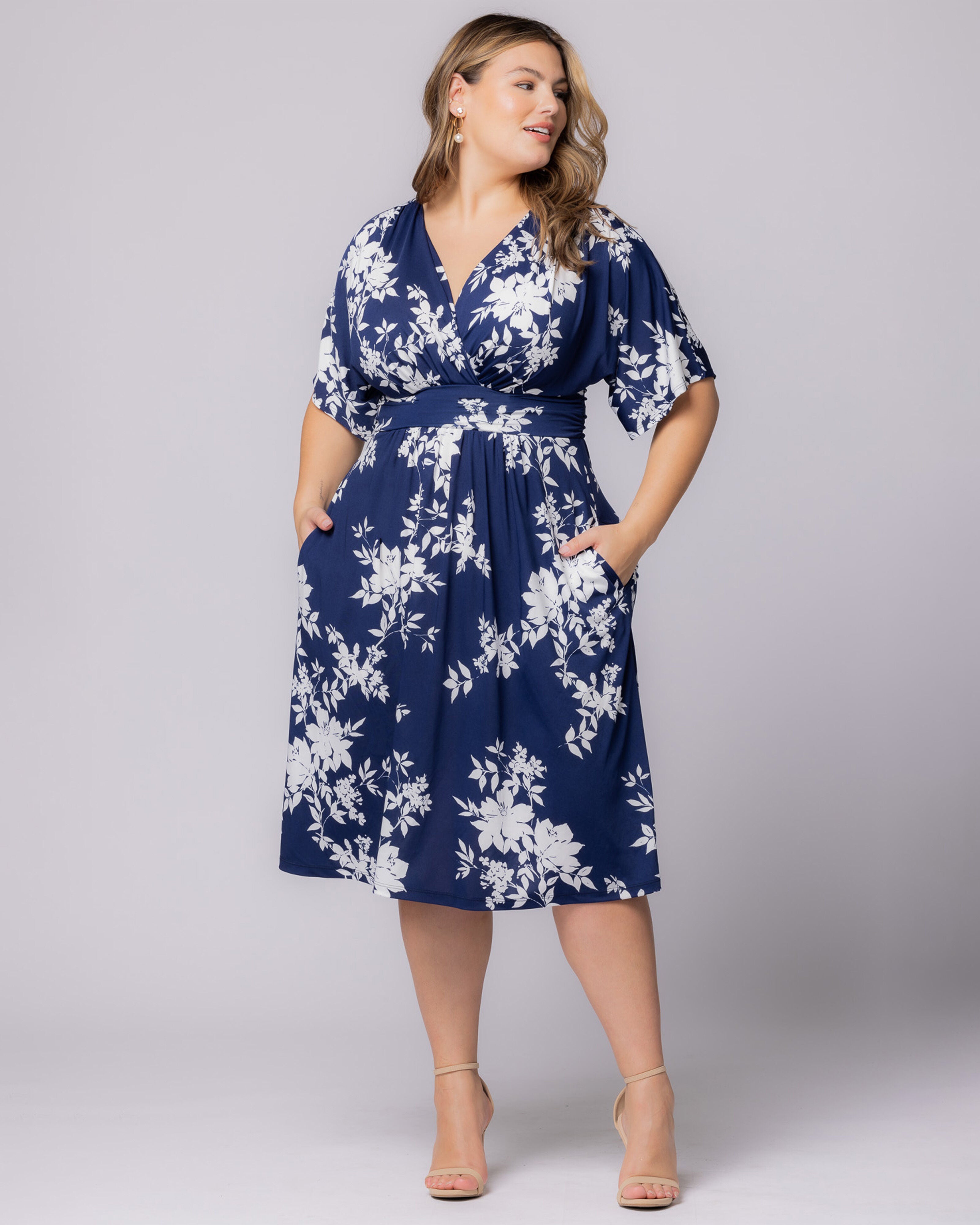 Gia Midi Dress, NAVY FLORAL PRINT / Navy, alternate image number 4