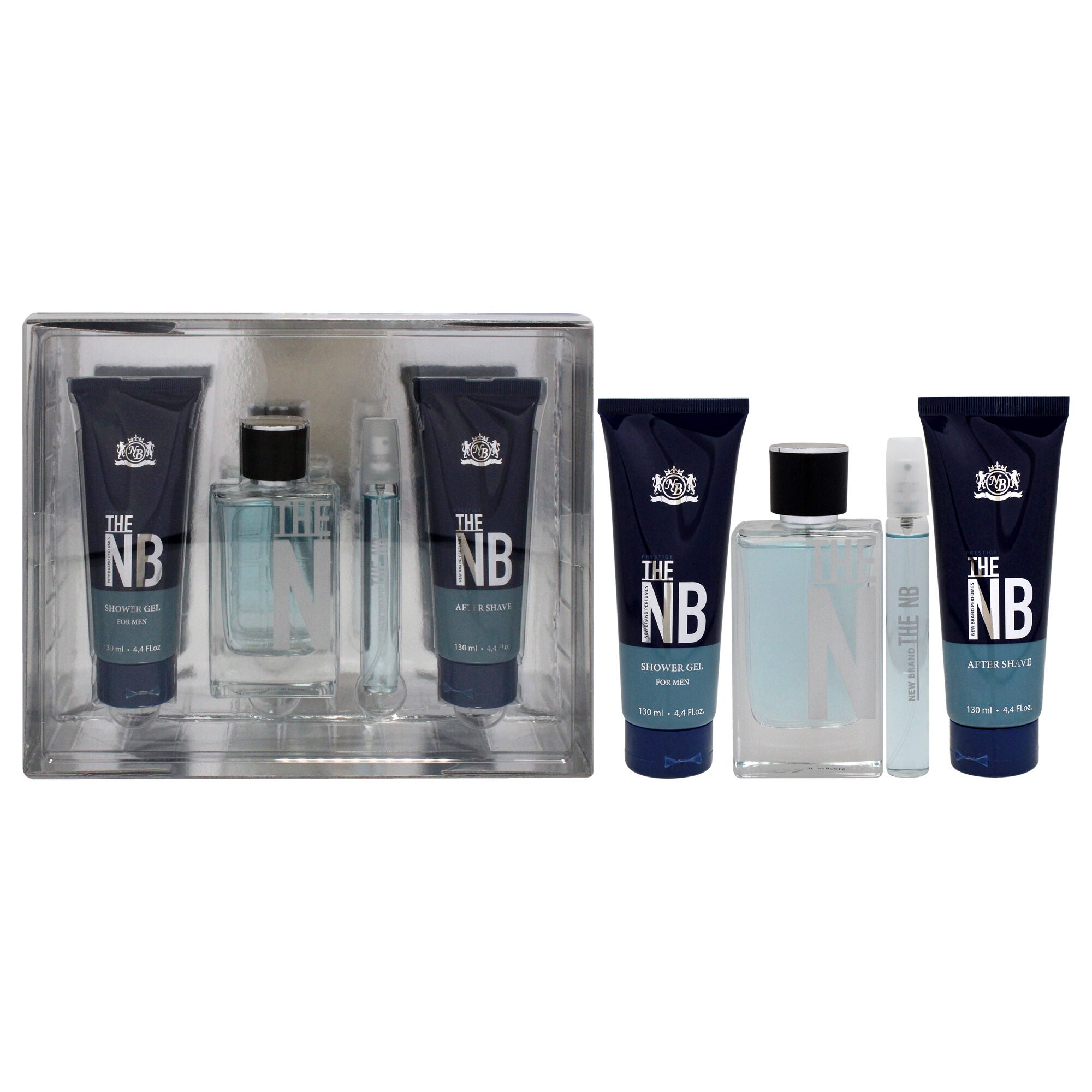 Prestige The New Brand by New Brand for Men - 4 Pc Gift Set 3.3oz EDT Spray, 0.5oz EDT Spray , 4.4oz Shower Gel, 4.4oz After Shave, See Description, hi-res image number 0