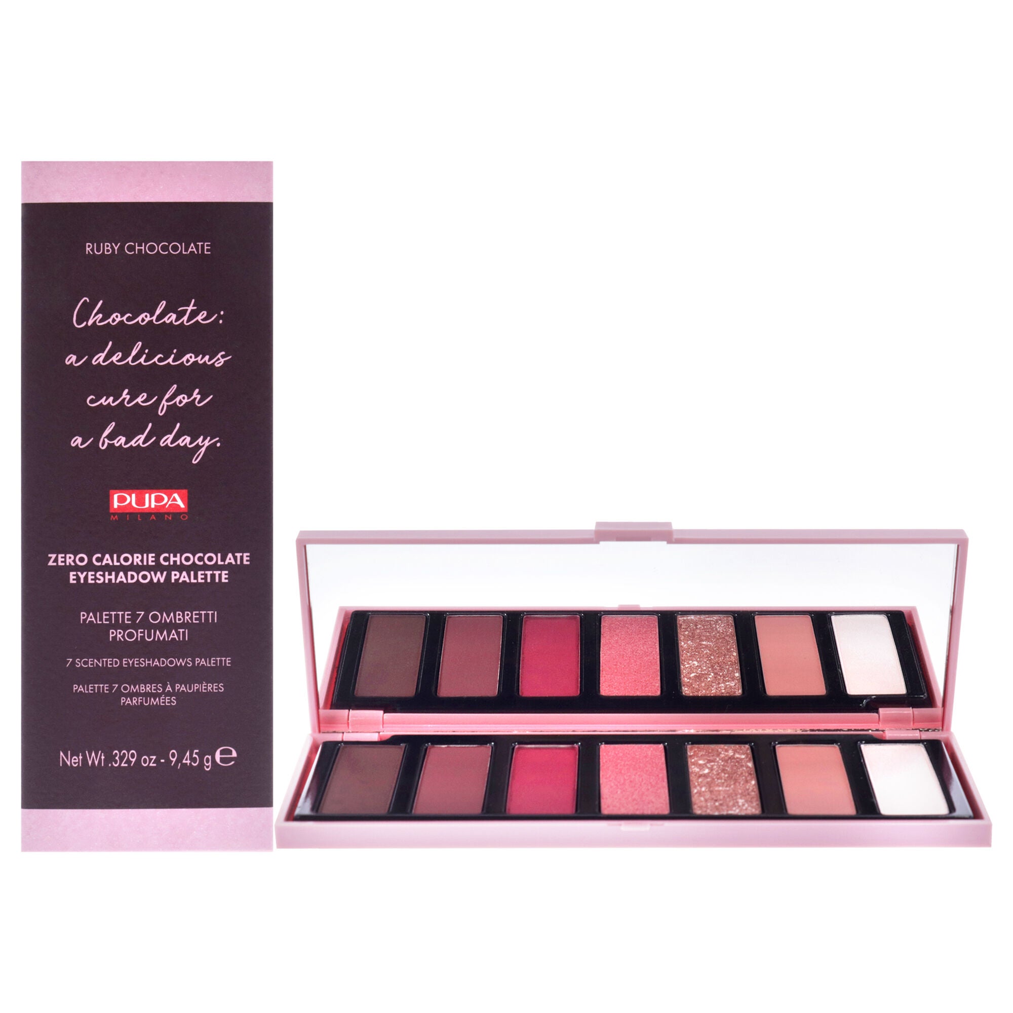 Zero Calorie Chocolate Eyeshadow Palette - 002 Ruby Chocolate by Pupa Milano for Women - 0.329 oz Eye Shadow, See Description, hi-res image number 0