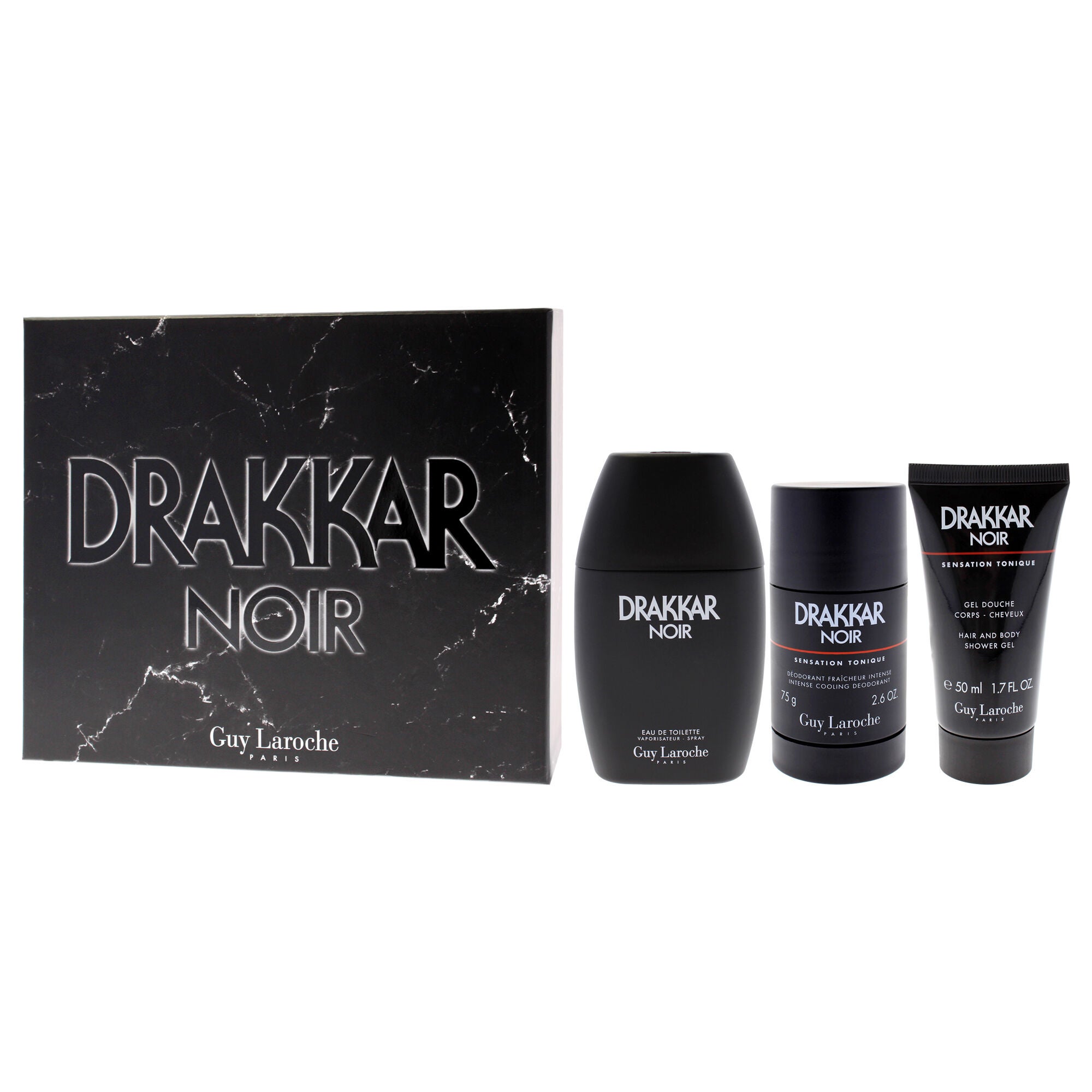 Drakkar Noir by Guy Laroche for Men - 3 Pc Gift Set 3.4oz EDT Spray, 2.6oz Deodorant Stick, 1.7oz Shower Gel, See Description, alternate image number 3