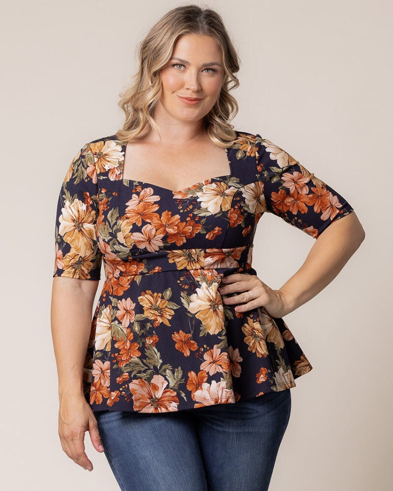 Posh Peplum Top, Autumn Garden, hi-res image number 0