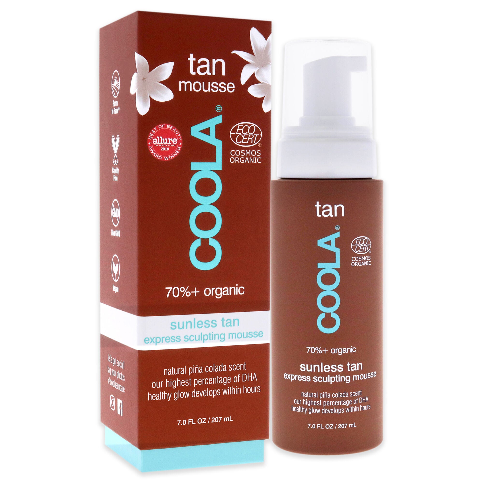 Organic Gradual Sunless Tan Express Sculpting Mousse by Coola for Unisex - 7 oz Bronzer, See Description, alternate image number 1