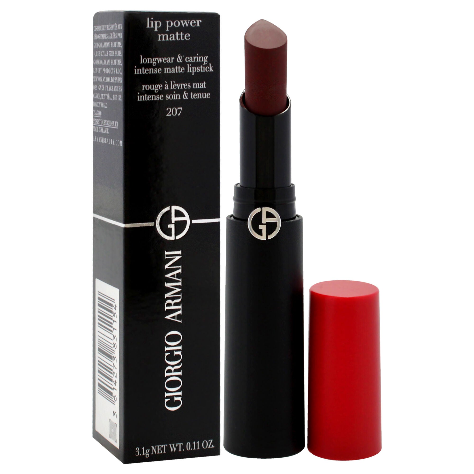 Lip Power Matte Longwear Lipstick - 207 Devoted by Giorgio Armani for Women - 0.11 oz Lipstick, Brown, alternate image number 1