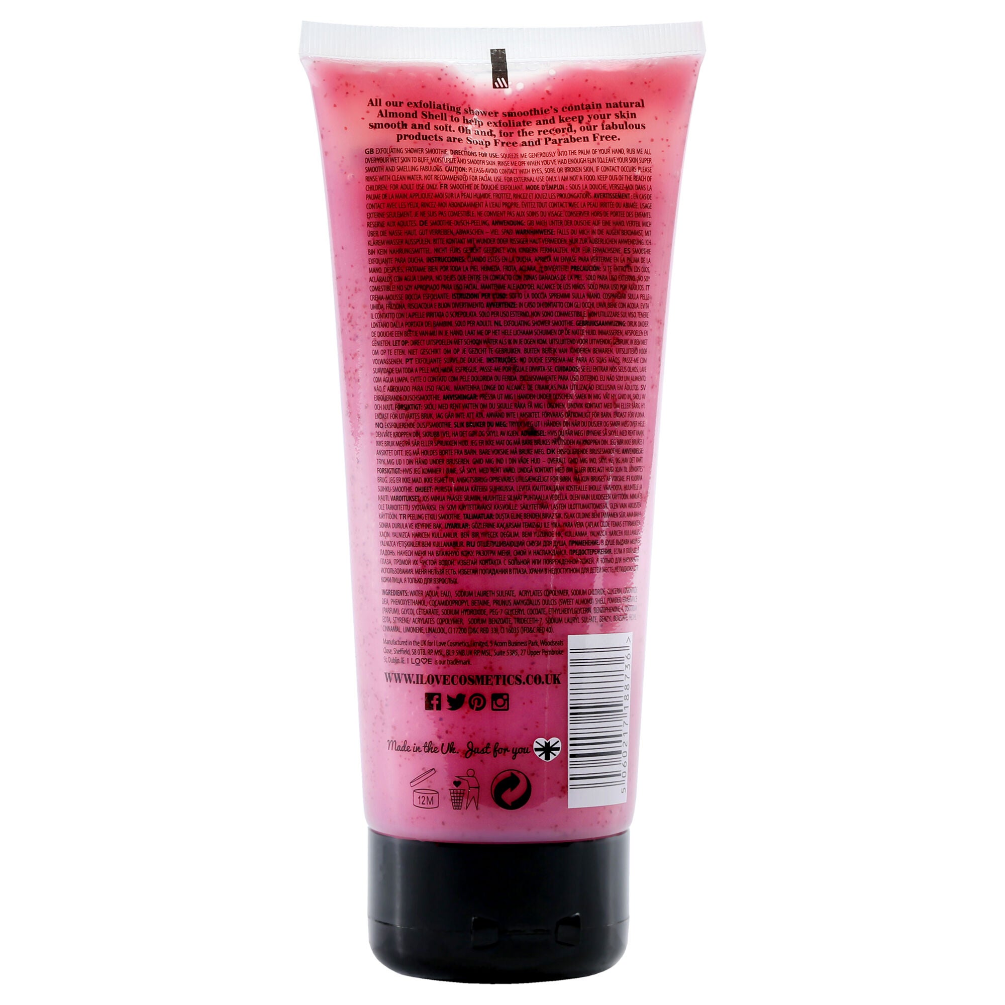 Exfoliating Shower Smoothie - Raspberry and Blackberry by I Love Cosmetics for Women - 6.8 oz Exfoliator, See Description, alternate image number 2