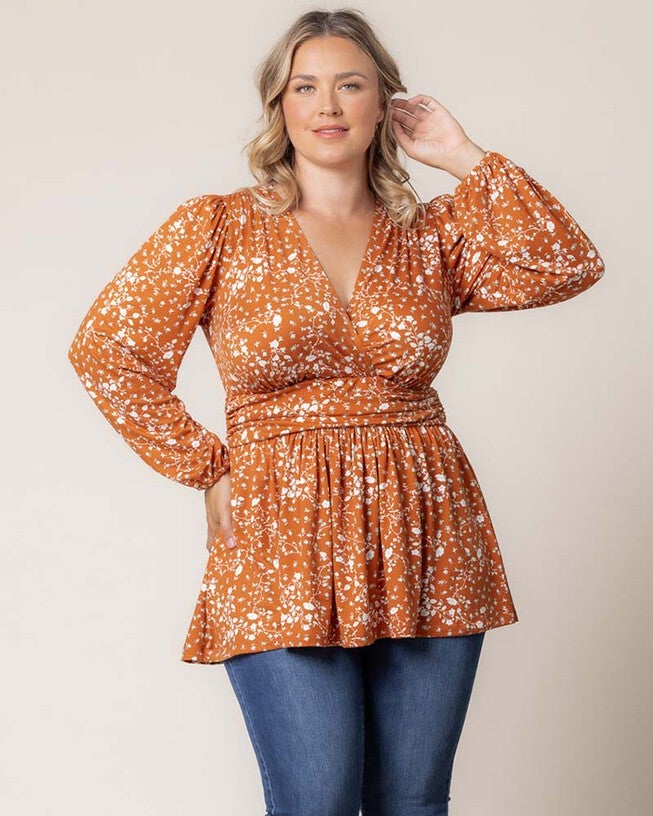 Leah Long Sleeve Tunic Top, Amber Vining Florals, alternate image number null