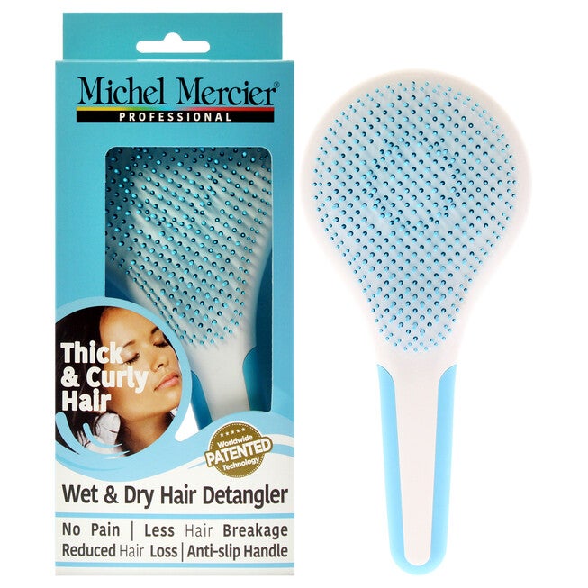 Wet and Dry Hair Detangler Thick and Curly Hair - Blue-White by Michel Mercier for Women - 1 Pc Hair Brush, NA, hi-res image number null