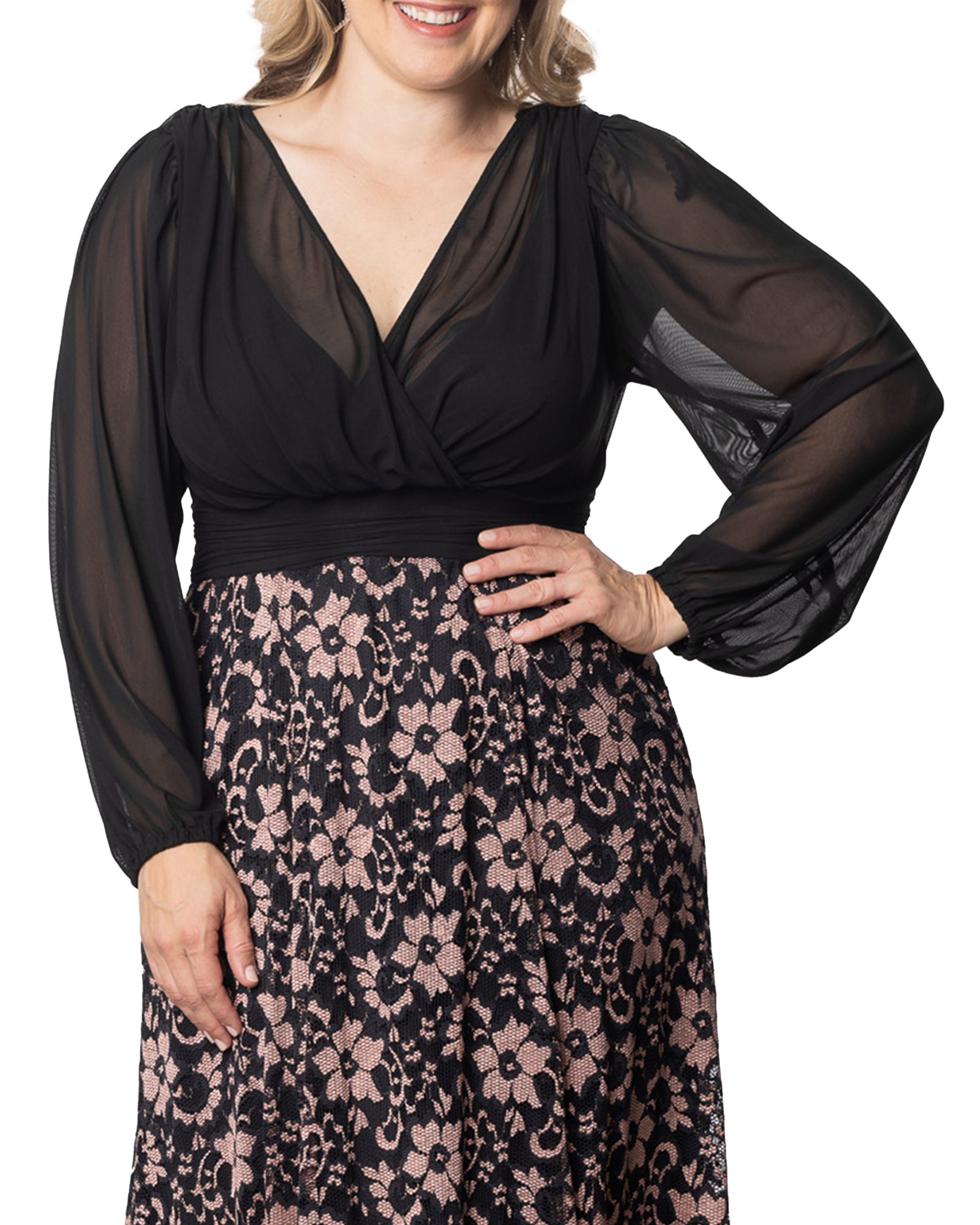 Mon Tresor Lace Evening Gown, ROSE GOLD / Black, alternate image number 2