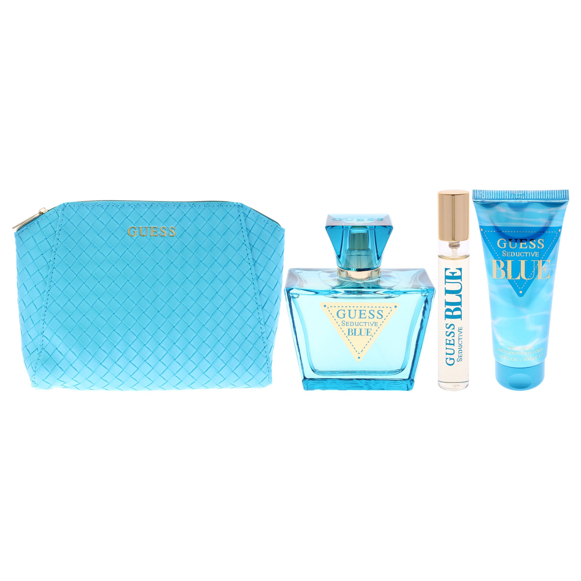 Guess Seductive Blue by Guess for Women - 4 Pc Gift Set 2.5oz EDT Spray, 3.4oz Body Lotion, 0.5oz EDT Spray, Pouch, See Description, alternate image number 4