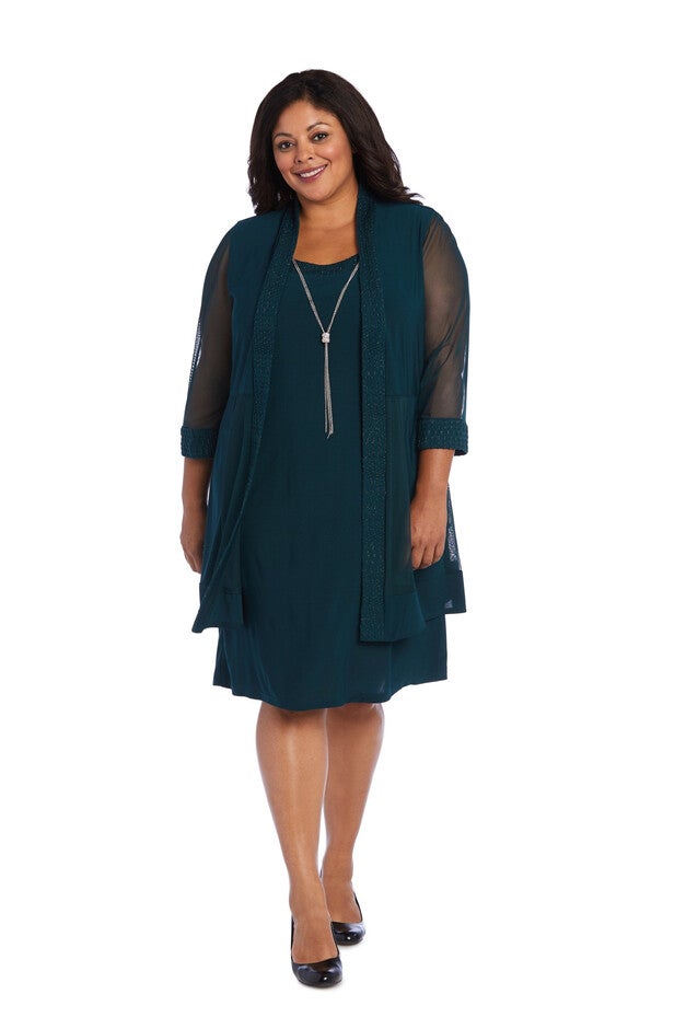 Two Piece Jacquard With Glitter Referee Jacket/Dress, Dark Green, hi-res image number null