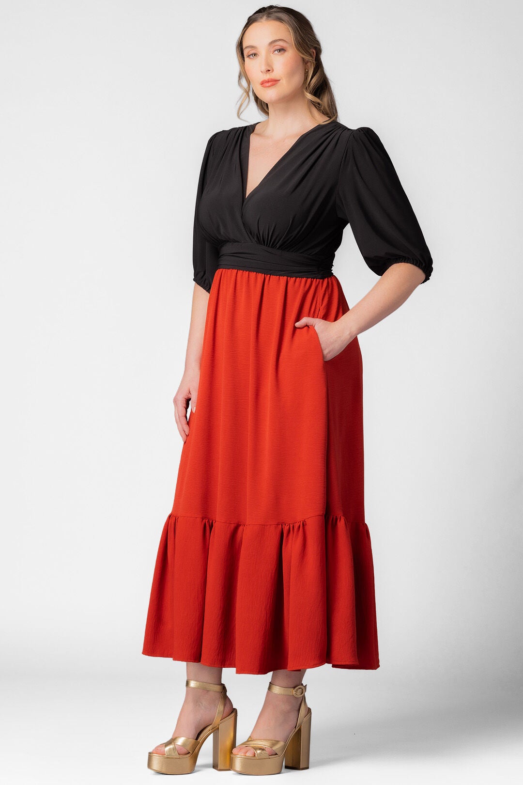 Danica Maxi Dress, Chili Pepper / Black, alternate image number 2