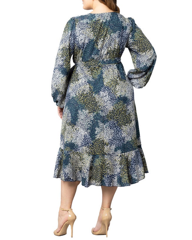Julia Long Sleeve Wrap Dress, BLUE IMPRESSIONIST PRINT / Cornflower Blue, alternate image number 3