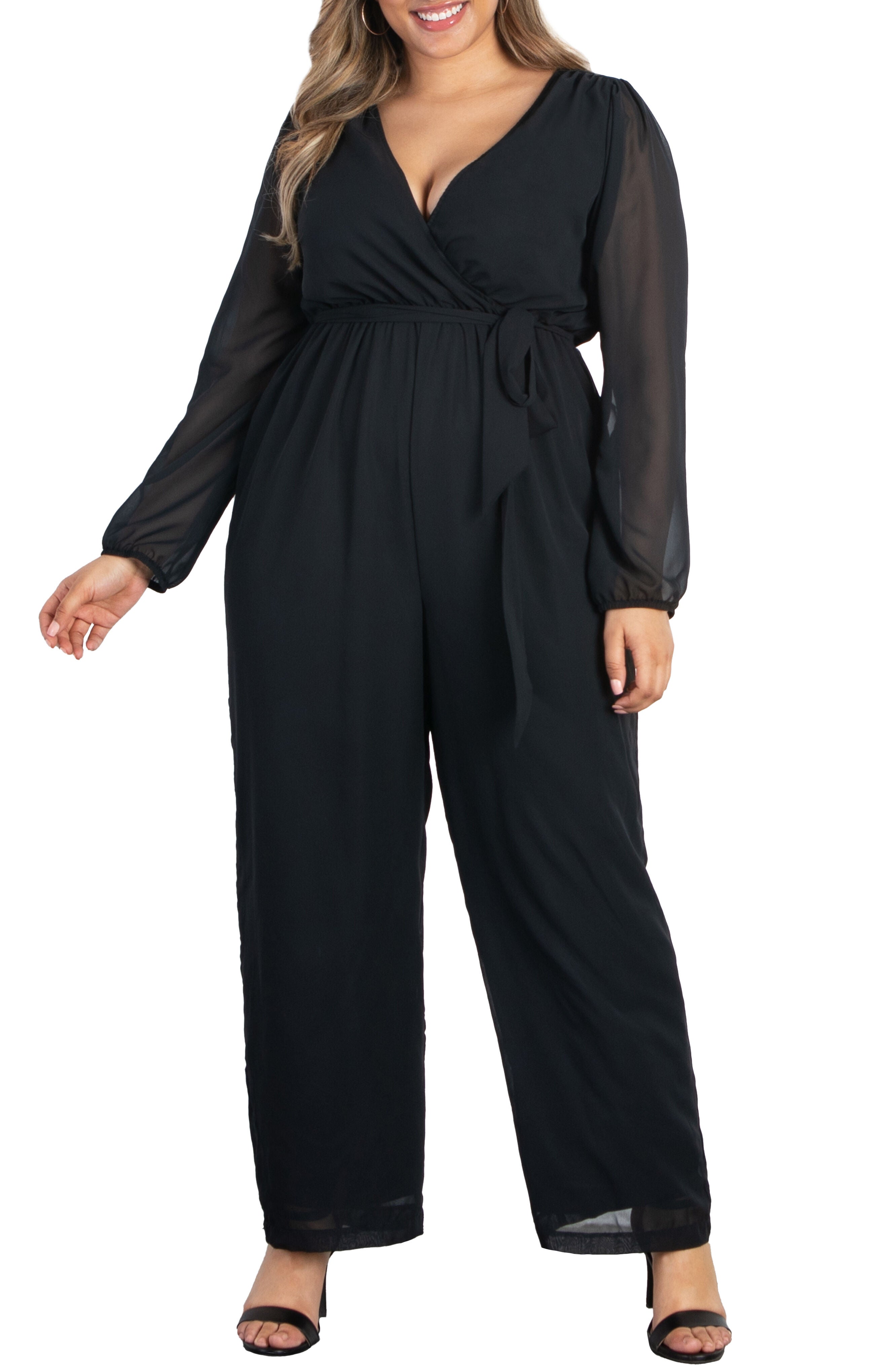 Celina Chiffon Jumpsuit, BLACK NOIR / Black, alternate image number 2