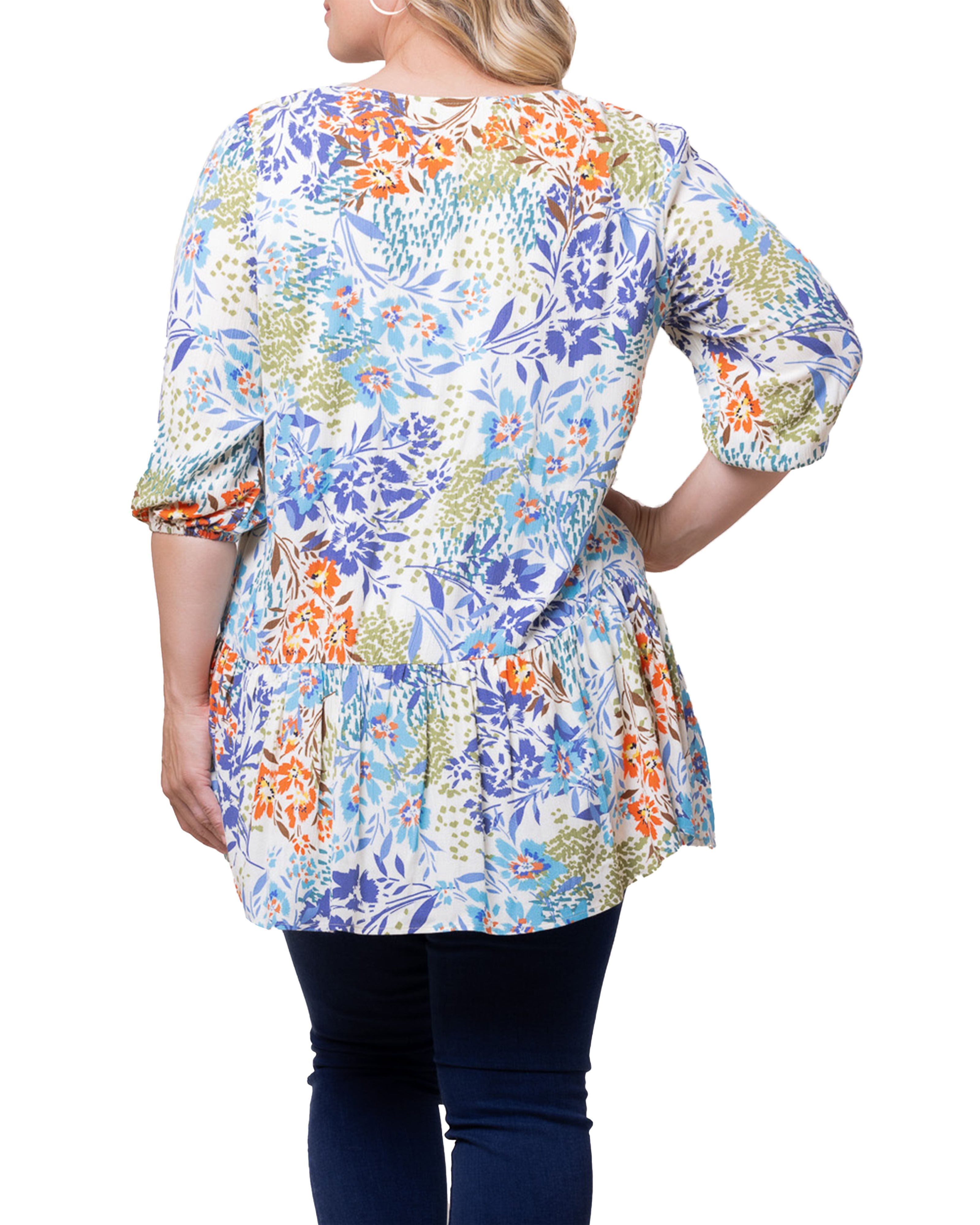 Oasis Flowy Tunic Top, SANTORINI / White, alternate image number 1