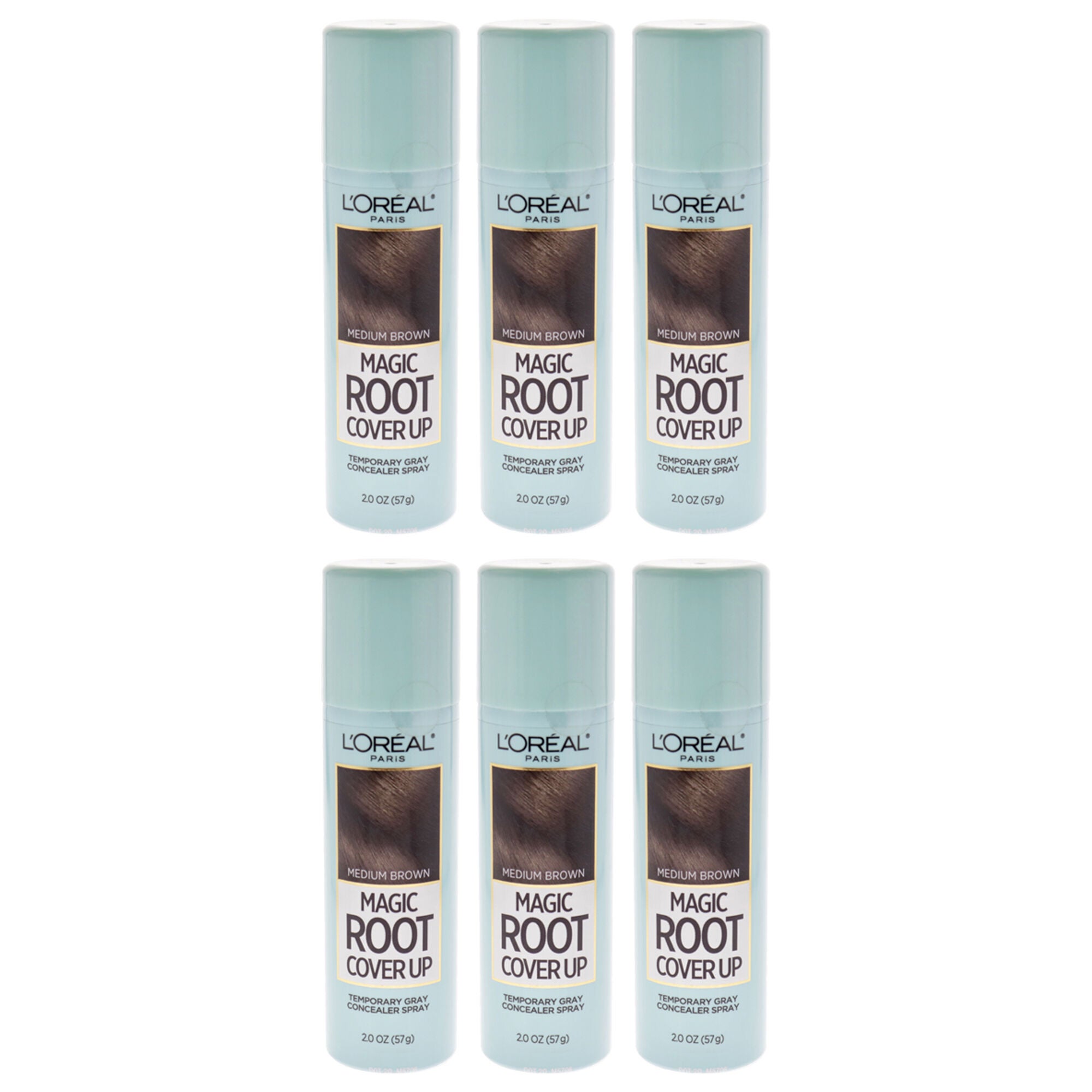 Magic Root Cover Up Temporary Gray Concealer Spray - Medium Brown by LOreal Professional for Women - 2 oz Hair Color - Pack of 6, See Description, hi-res image number 0