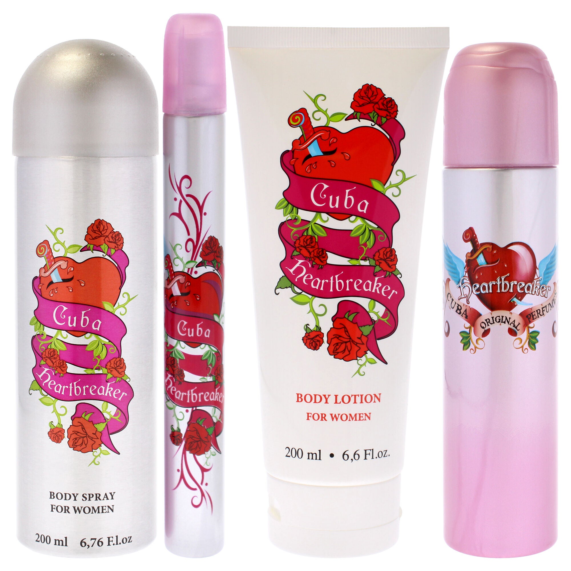 Cuba Heartbreaker by Cuba for Women - 4 Pc Gift Set 3.3oz EDP Spray, 1.7oz EDP Spray, 6.6oz Body Spray, 6.6oz Body Splash, See Description, alternate image number 3
