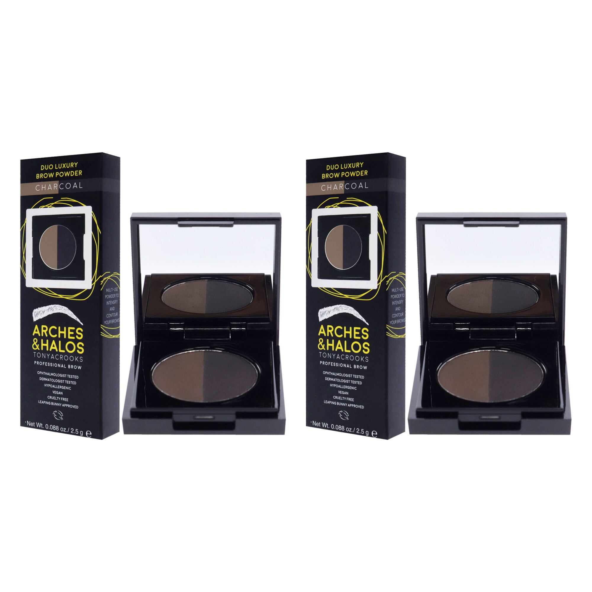 Duo Luxury Brow Powder - Charocoal by Arches and Halos for Women - 0.088 oz Eyebrow - Pack of 2, See Description, alternate image number 3