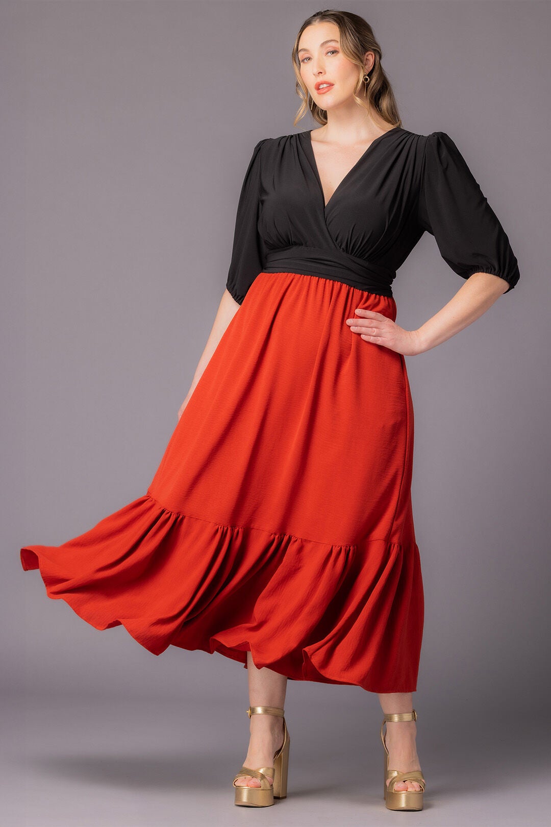 Danica Maxi Dress, Chili Pepper / Black, alternate image number 4