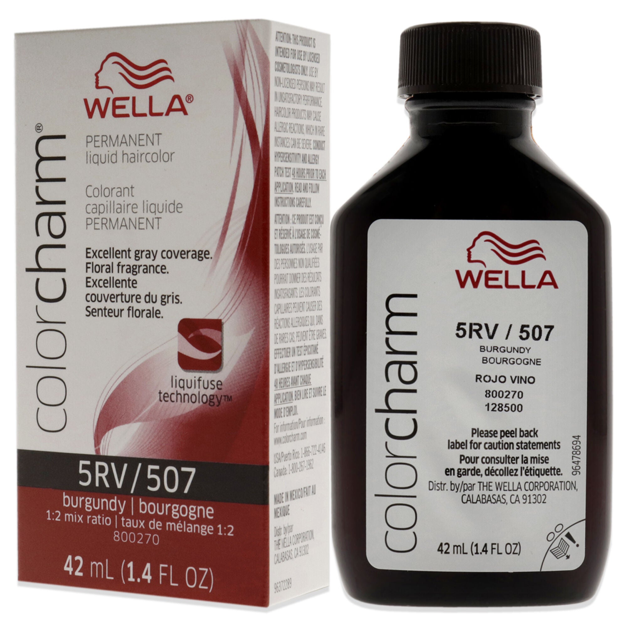 Color Charm Permanent Liquid Haircolor - 507 5RV Burgundy by Wella for Unisex - 1.4 oz Hair Color, , alternate image number 7