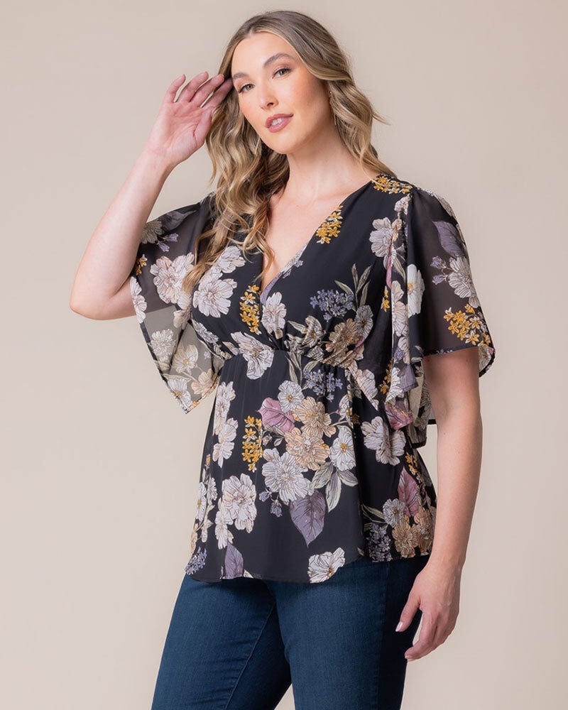 Seaside Serenade Top, Midnight Peony Print, hi-res image number 0