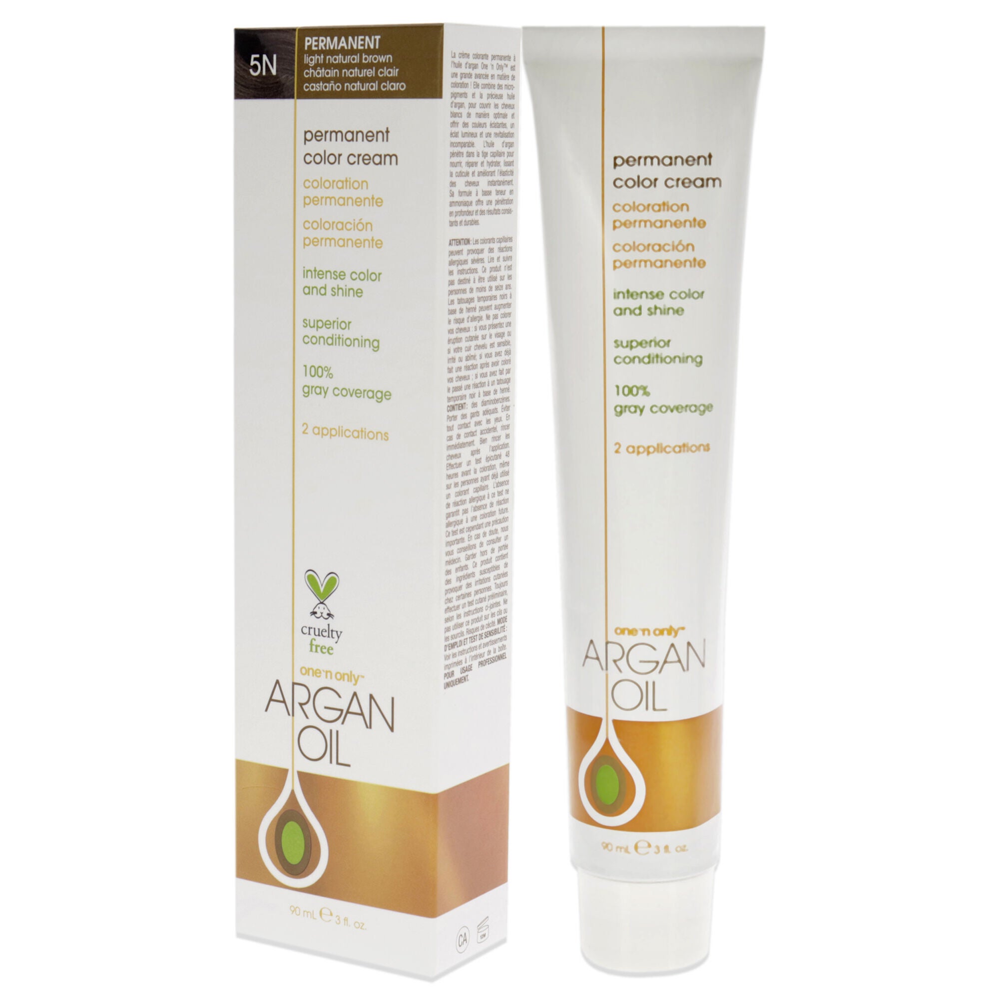 Argan Oil Permanent Color Cream - 5N Light Natural Brown by One n Only for Unisex - 3 oz Hair Color, See Description, alternate image number 3