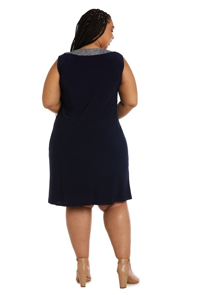 Two-Piece Foil Knit Detail Jacket Dress - Plus, , alternate image number null
