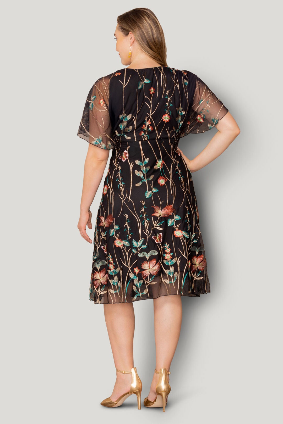 Sonnet Embroidered Cocktail Dress, Onyx / Black, alternate image number 1