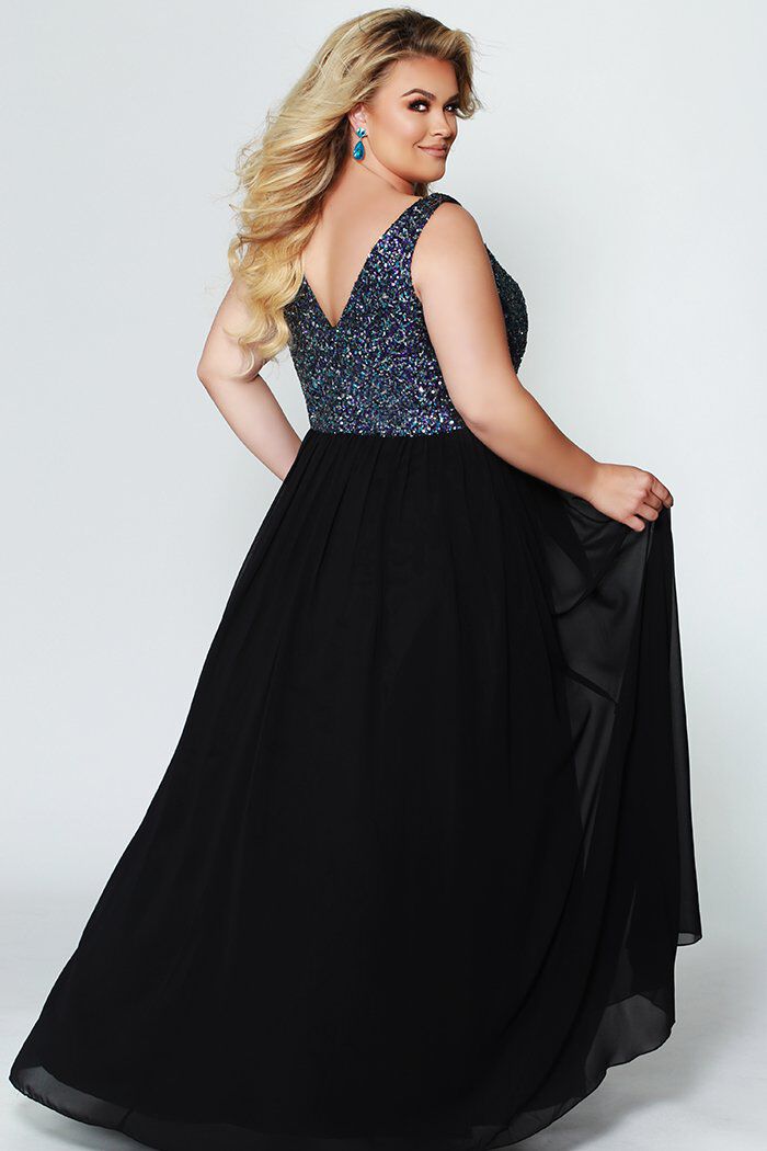 Black Chiffon Plus Size Empire Gown 
