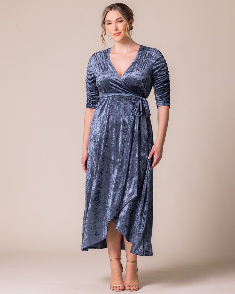 Cara Velvet Wrap Dress, Deep Frost, hi-res image number 0