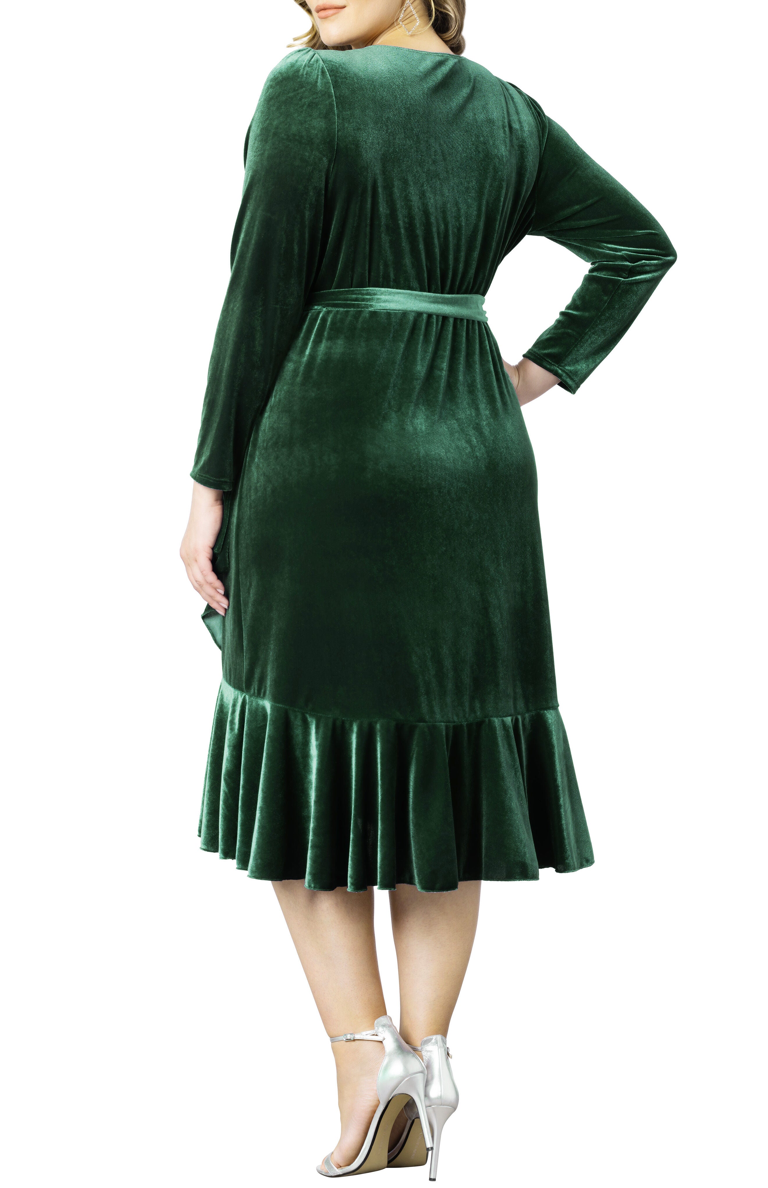 Viola Velvet Long Sleeve Wrap Dress, , alternate image number 6