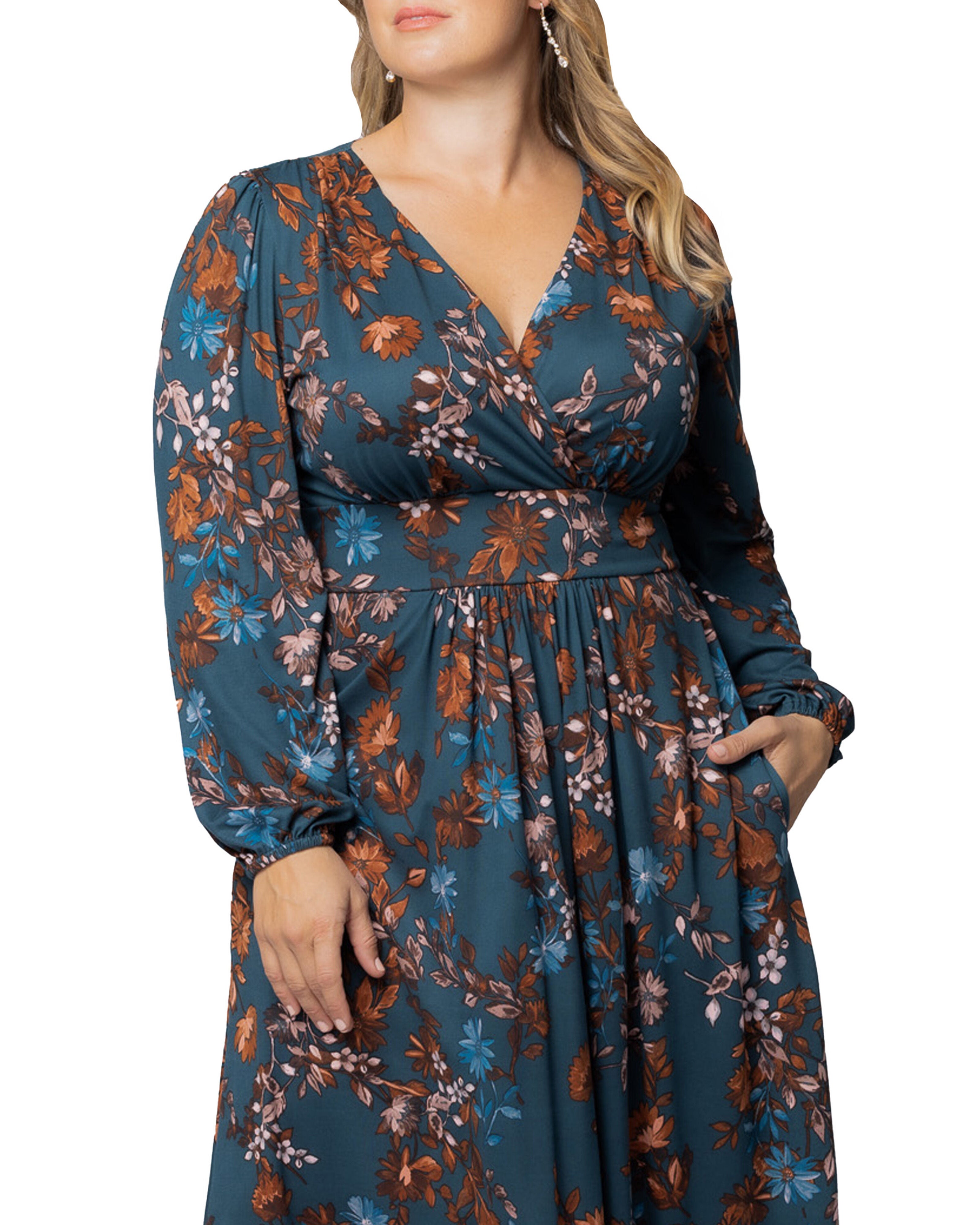 Diana Long Sleeve Dress, TEAL BLUE ASTERS / Teal, alternate image number 2