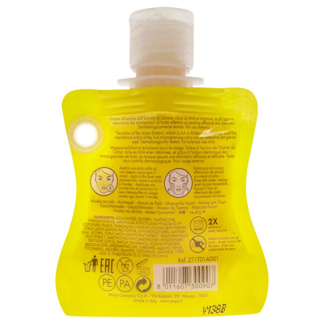 Exfoliating and Revitalizing Face Mask - Lemon Extract by Pupa Milano for Unisex - 1.01 oz Mask, NA, alternate image number null
