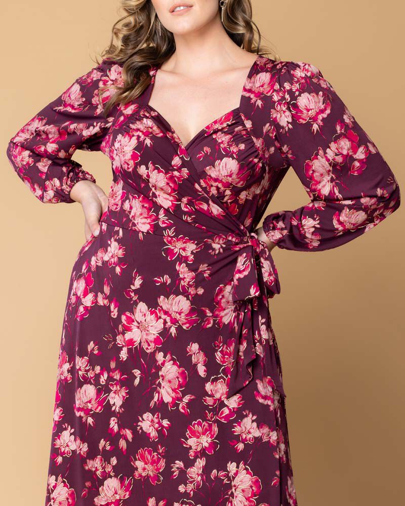 Socialite Sweetheart Wrap Dress, Sangria Blooms, alternate image number 1