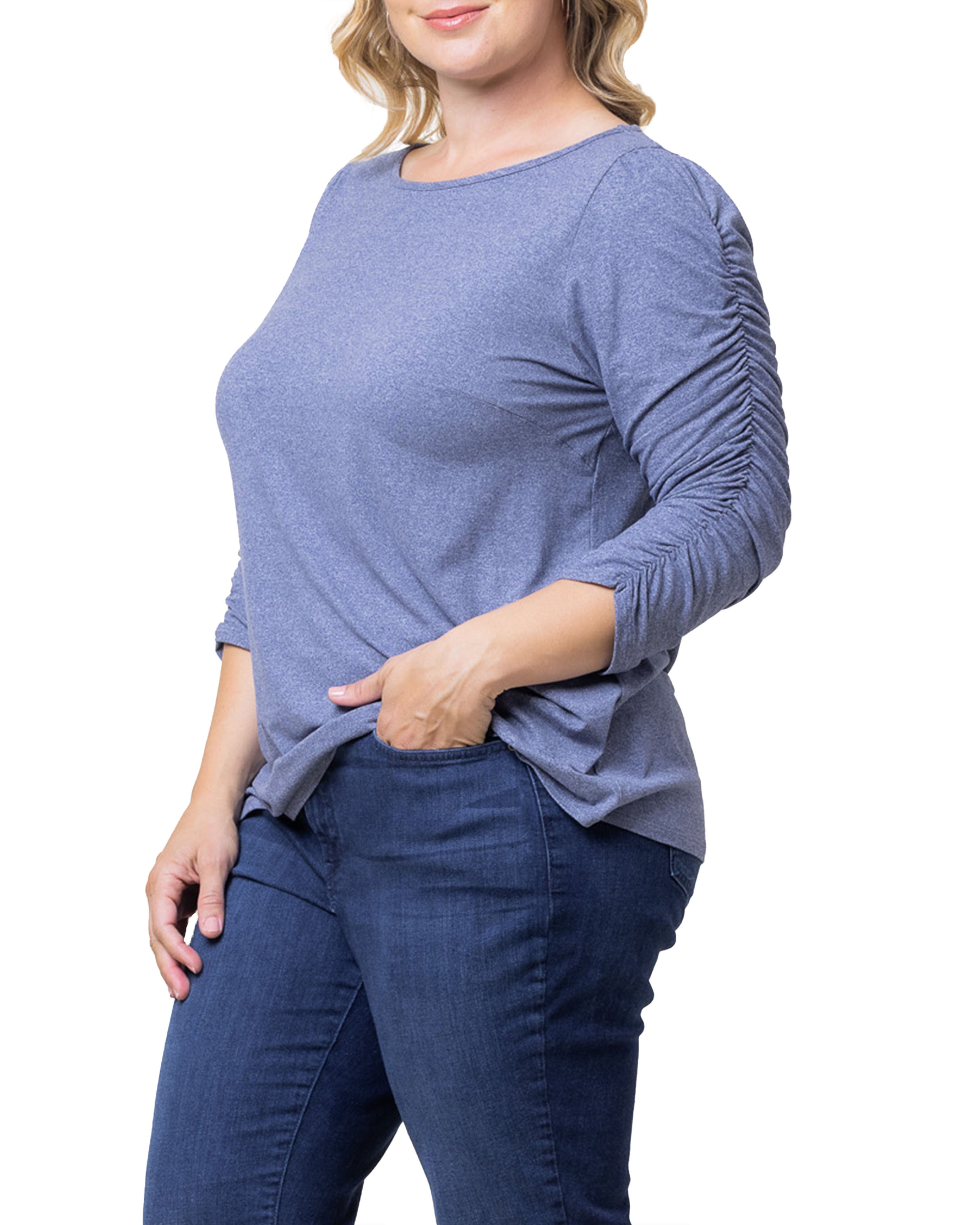 Reverie Ruched Top, HEATHER INDIGO / Dusty Blue, alternate image number 3