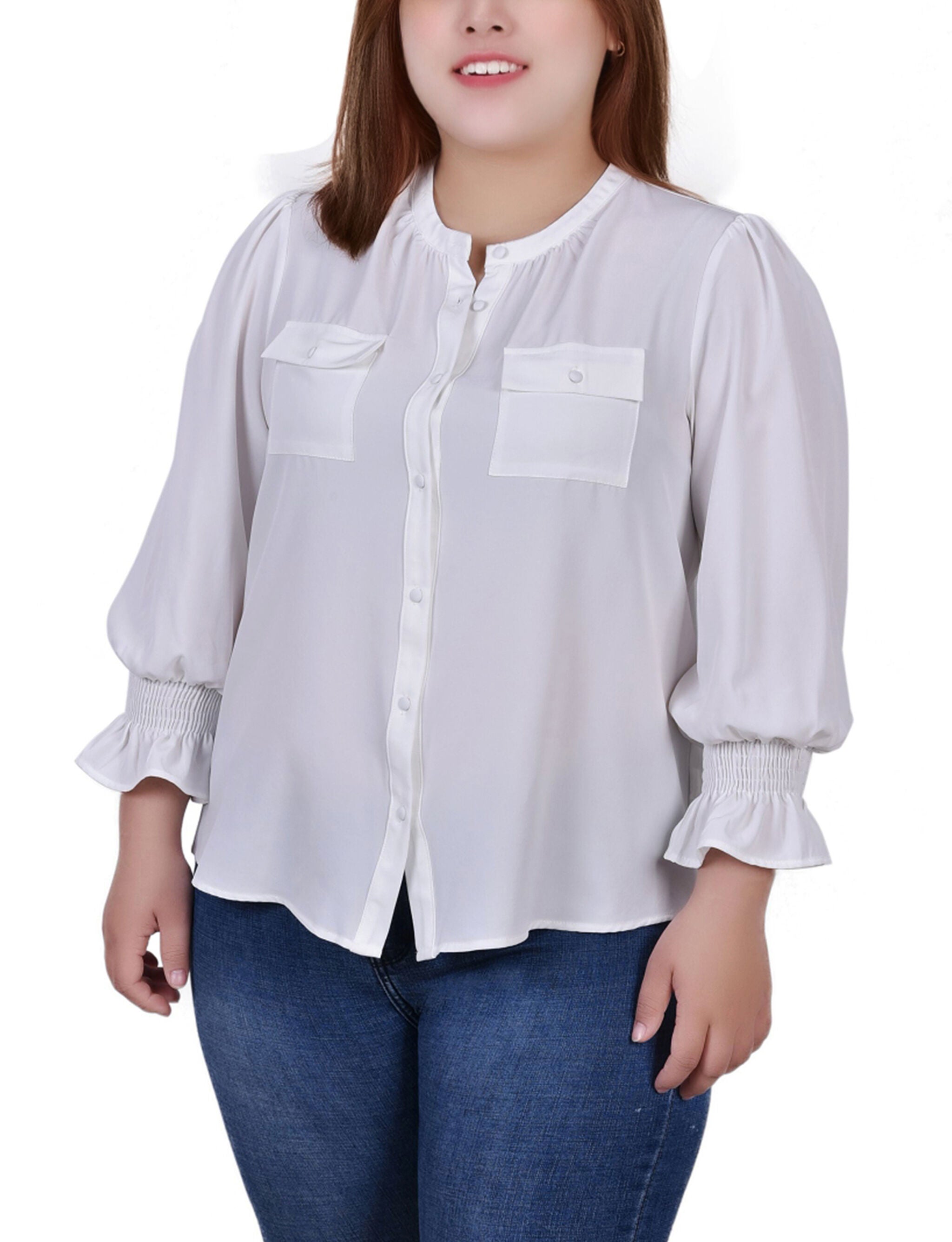 Long Sleeve Y Neck Blouse | Woman Within