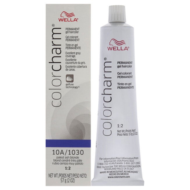 Color Charm Permanent Hair Color Gel - 10A 1030 Palest Ash Blonde by Wella for Unisex - 2 oz Hair Color, NA, hi-res image number null
