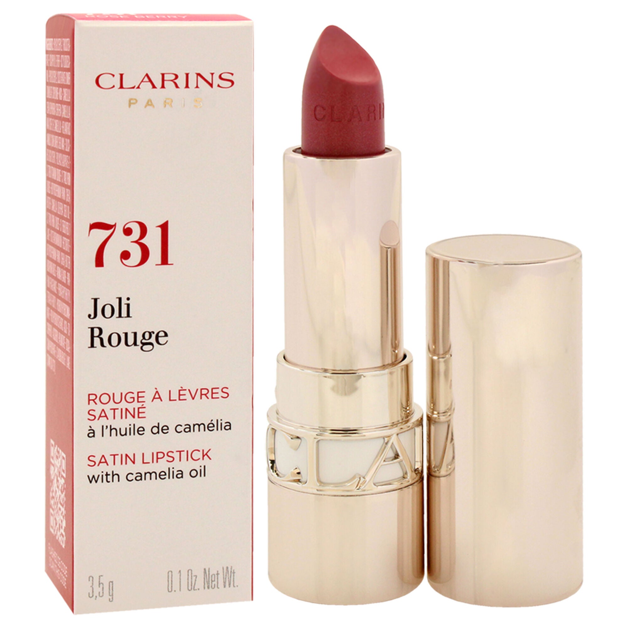 Joli Rouge Satin Lipstick - 731 Rose Berry by Clarins for Women - 0.1 oz Lipstick, See Description, alternate image number 1
