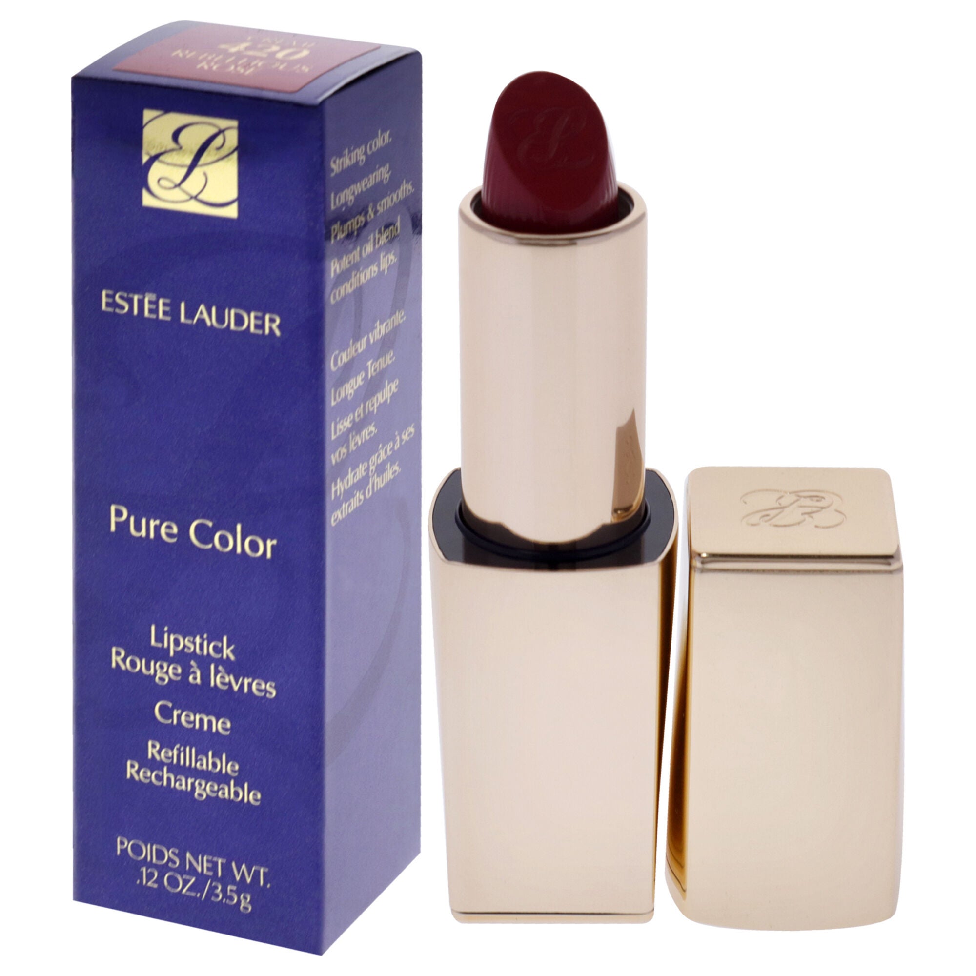 Pure Color Creme Lipstick - 420 Rebellious Rose by Estee Lauder for Women - 0.12 oz Lipstick (Refillable), See Description, alternate image number 2