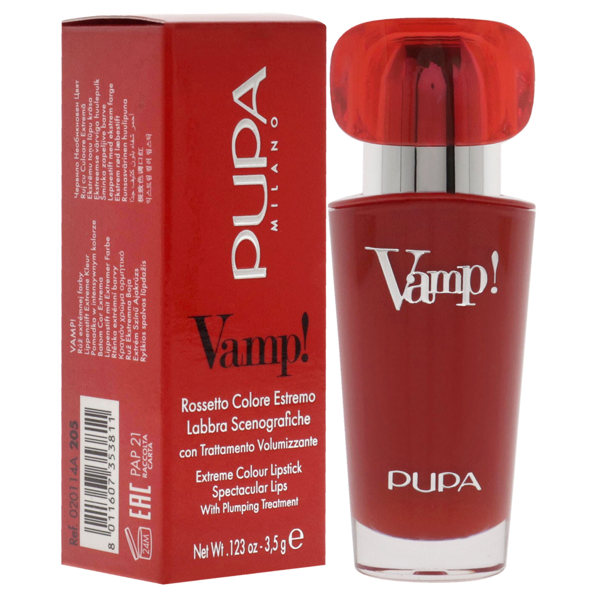 Vamp! Extreme Colour Lipstick with Plumping Treatment - 205 Iconic Nude by Pupa Milano for Women - 0.123 oz Lipstick, See Description, alternate image number 1