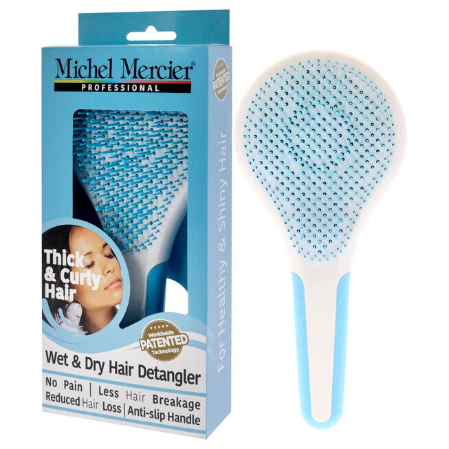 Wet and Dry Hair Detangler Thick and Curly Hair - Blue-White by Michel Mercier for Women - 1 Pc Hair Brush, , alternate image number null