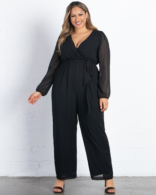Celina Chiffon Jumpsuit, Black Noir, hi-res image number 0