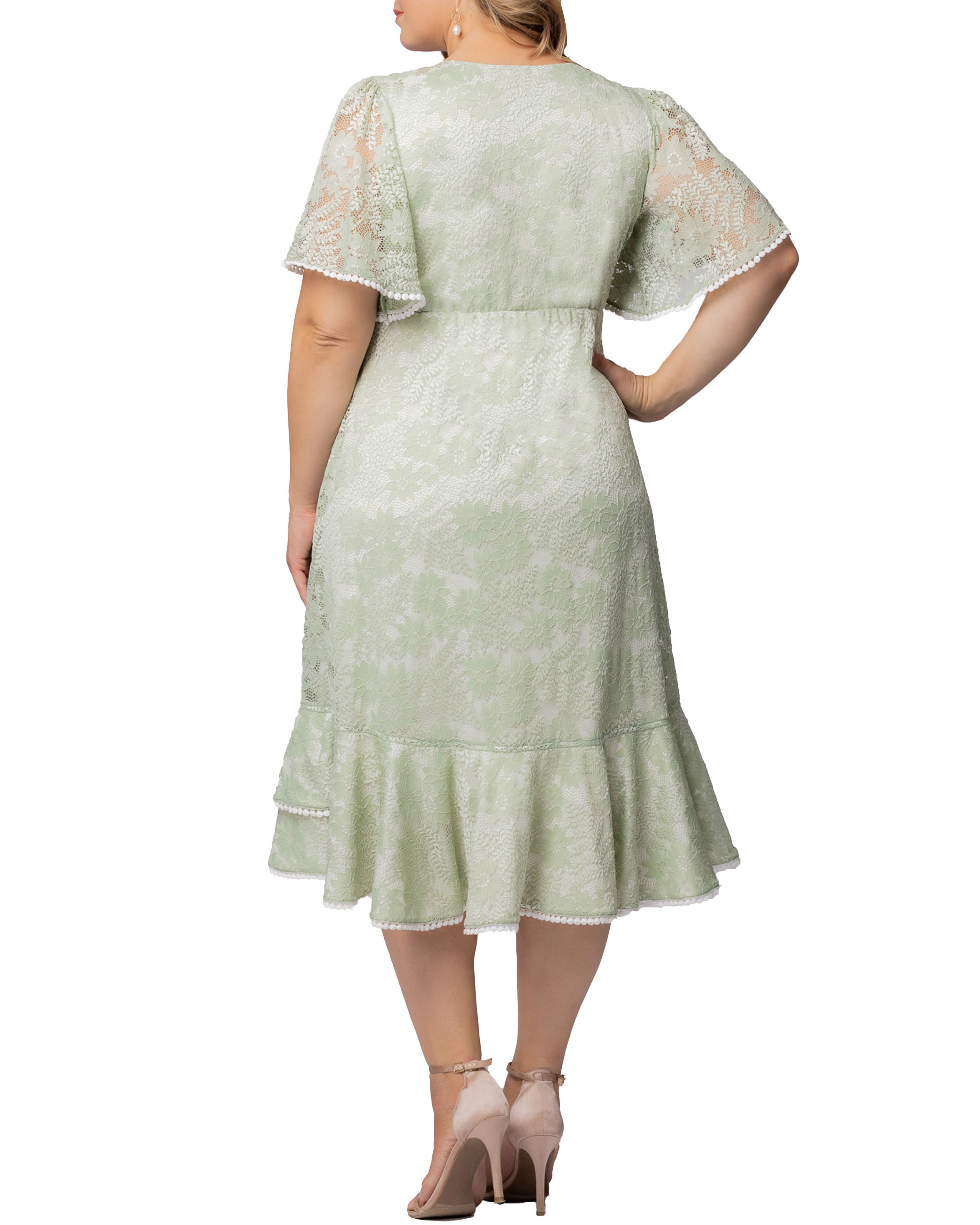 Palermo Lace Faux Wrap Dress, SAGE / Sage Green, alternate image number 1