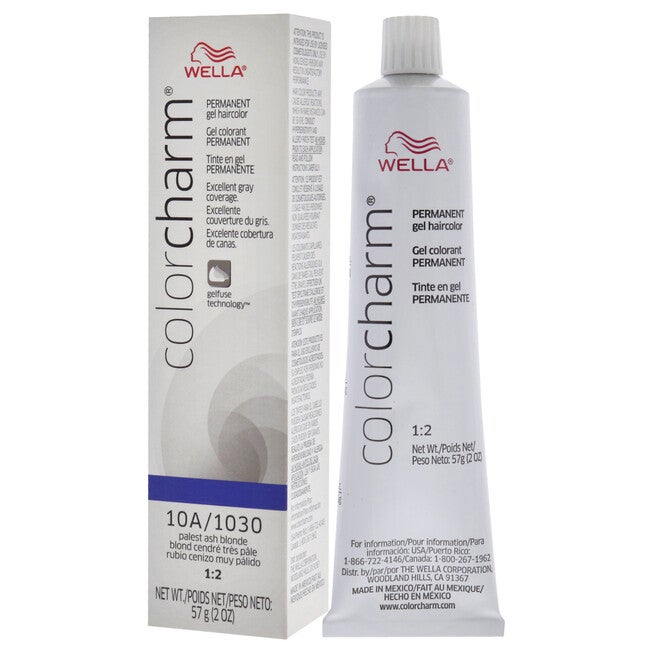 Color Charm Permanent Hair Color Gel - 10A 1030 Palest Ash Blonde by Wella for Unisex - 2 oz Hair Color, NA, alternate image number null