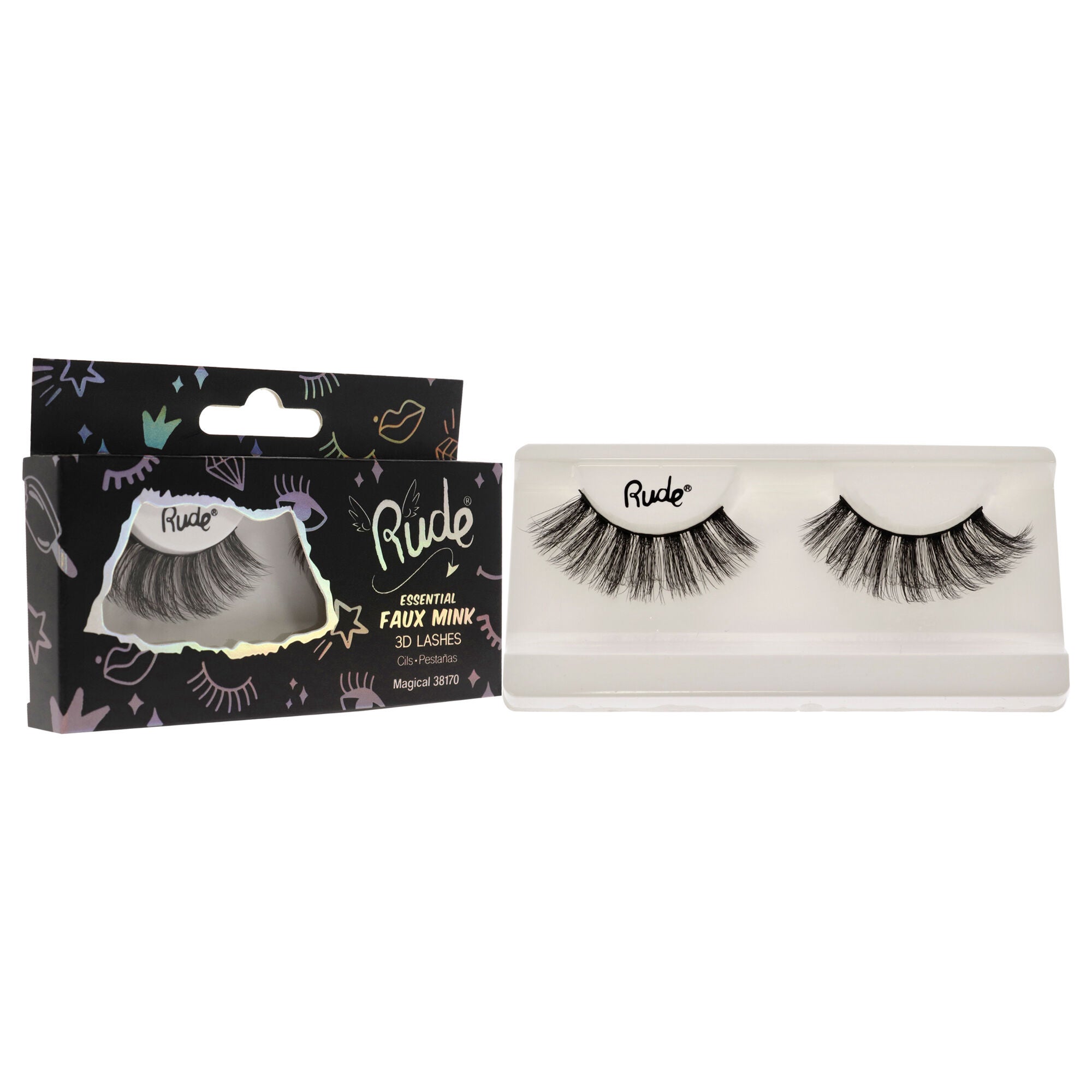Essential Faux Mink 3D Lashes - Magical by Rude Cosmetics for Women - 1 Pc Pair, See Description, alternate image number 2